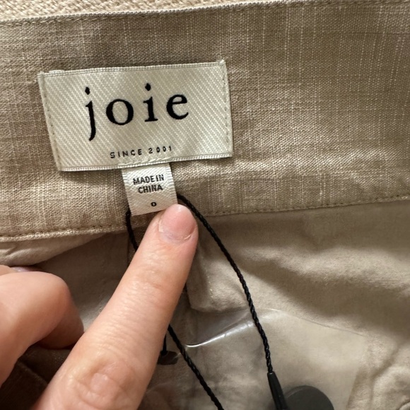 JOIE 100% Cotton Nadia Pants in Oatmeal Light Academia Pleated Size 0 NWT - Picture 10 of 11